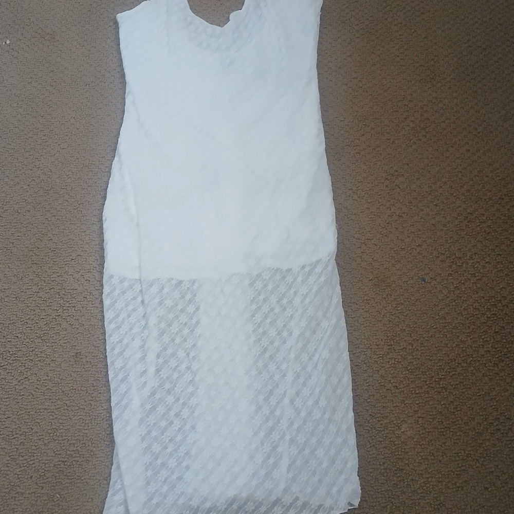Wild Fable White Textured Midi Dress